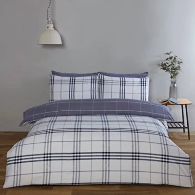 Afbeelding van So soft dekbedovertrek Harris check Denim Microvezel eenpersoons 135x200 cm 50x75 kussensloop