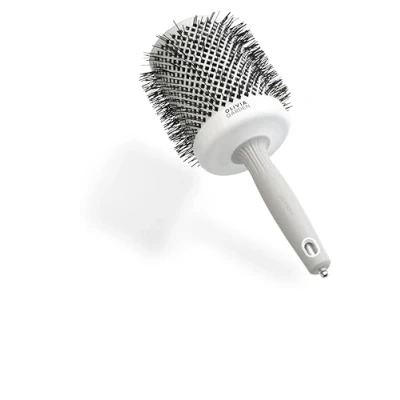 Image de Olivia Garden Expert Blowout Shine Blanc &amp; Gris 80 Brosse ronde en céramique antistatique pour brushing brillant et sans frisottis
