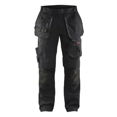 Image de Pantalon services stretch avec poches flottantes noir/rouge