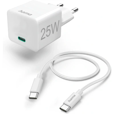 Afbeelding van Hama Snellader Met Oplaadkabel Usb C Mini Oplader Pd 25W 1,5 M Wit