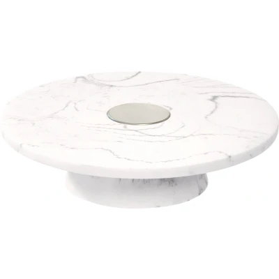 Afbeelding van iDesign Badkamer Organizer, Plateau, Rond, Kunststof, Marmer Patroon