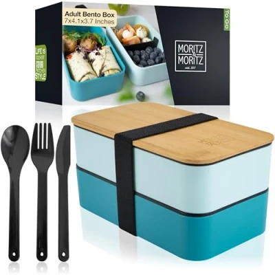 Afbeelding van Moritz &amp; Bento box voor volwassenen en kinderen, ideaal werk, school, onderweg (blauw)