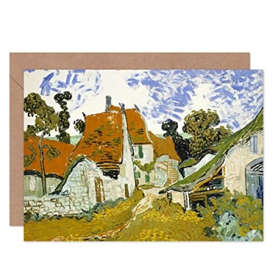 Afbeelding van Vincent Van Gogh Street In Auvers op Oise Fine Art Greeting Card Plus envelop Blank Inside