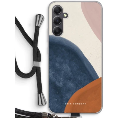 Afbeelding van Case Company® hoesje met Koord geschikt voor Samsung Galaxy A34 Geo #1 Telefoonhoesje Zwart Bescherming aan alle Kanten en Over de Schermrand