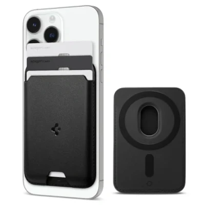 Afbeelding van Spigen Valentinus MagFit Magnetische Portemonnee Kaarthouder 3 Kaarten Ontworpen voor MagSafe Compatibel met iPhone 16/15/14/13/12 Serie Zwart