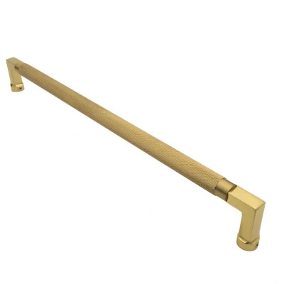 Afbeelding van Messtique Deurgreep &quot;Knurled&quot; 410mm Gepolijst Messing
