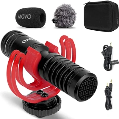 Afbeelding van Movo VXR10 PRO externe videomicrofoon voor camera met schokbestendige houder Rycote Lyre compacte microfoon en accessoires compatibel smartphones DSLR camera&#039;s