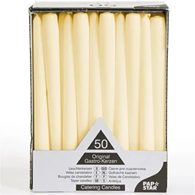 Afbeelding van Diner Kaarsen Kandelaarkaarsen Champagne Ø 22 x 250mm 7 Branduren Papstar