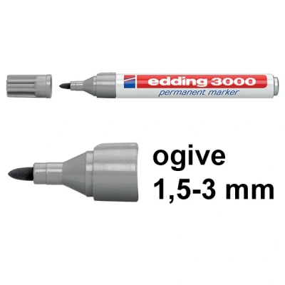 Image de Edding 3000 marqueur permanent (1,5 3 mm ogive) gris