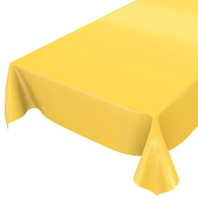 Afbeelding van Anro wasbaar tafelkleed van wasdoek, effen kleur, glanzend, met gesneden rand, geel, 100 x 140 cm