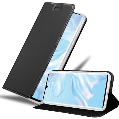 Afbeelding van Cadorabo Hoesje geschikt voor Huawei P30 PRO in CLASSY ZWART Beschermhoes met magnetische sluiting, standfunctie en kaartvakje Book Case Cover Etui