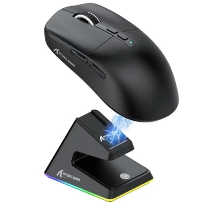 Afbeelding van ATTACK SHARK X6 49 g Superlight muis met magnetisch oplaaddock, PixArt PAW3395 Gaming Sensor, BT/2.4G draadloze/bekabelde gamingmuis, 26000 DPI, X3 verbeterde Office Mice voor Win11/Xbox/PS/Mac