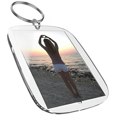 Afbeelding van Kom hanger (50 x 35 mm) voor foto, afbeelding, naam van zeer transparant acryl plexiglas, Transparant, 50 mm, sleutelhanger, Sleutelhanger