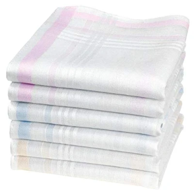 Afbeelding van Merrysquare Klassieke zakdoeken voor dames model Louise klein formaat 29 cm 6 of 12 stuks 100% katoen, Meerkleurig