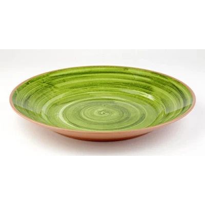 Afbeelding van APS 84171 LA VIDA dienblad/bord in groen melamine / terracotta look Ø 32 cm hoogte 3,5