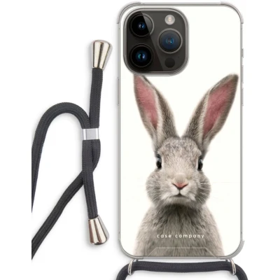 Afbeelding van Case Company® hoesje met Koord geschikt voor iPhone 14 Pro Max Daisy Telefoonhoesje Zwart Extra Bescherming aan alle Kanten en Over de Schermrand