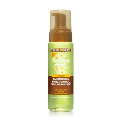 Image de Creme of Nature Pure Honey Hair Food Avocado, Mousse Coiffante à base d&#039;Huile d&#039;Avocat et de Miel, Soin Coiffant pour Cheveux Bouclés Frisés Crépus, Définit les boucles Réduit frisottis 207ml