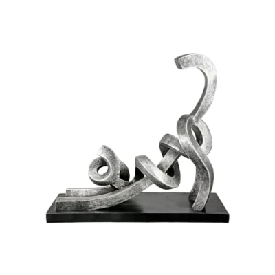 Afbeelding van Casablanca Decoratieve kattensculptuur van hars, kleur: zilver, hoogte 29 cm
