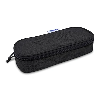 Afbeelding van Waytex 931160 etui, ovaal, grote capaciteit, halfstijf, met ritssluiting, school, kantoor, opslag, cosmetica, 23 x 9 6 cm, zwart