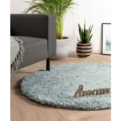 Afbeelding van Rond Hoogpolig Vloerkleed Cozy Shaggy Lichtblauw 120 Cm