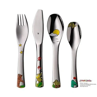 Afbeelding van WMF 1294106040 bestekset voor kinderen, roestvrij staal, meerkleurig, 21,5 x 15,5 2,5 cm set van 4