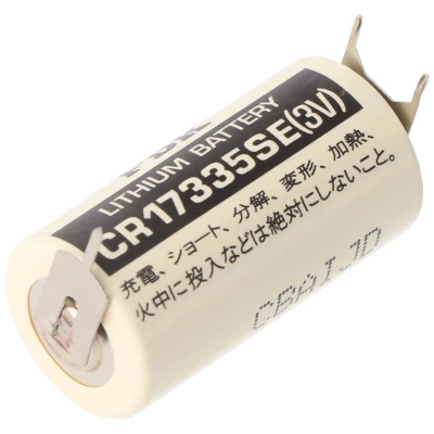 Afbeelding van Sanyo lithiumbatterij CR17335 SE maat 2/3A, triple print soldeerlippen, rastermaat 7,6 mm