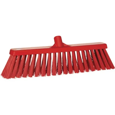 Afbeelding van Vikan Bezems en Vegers Brede Harde Bezem Met Polyester Vezels 530x90x175mm. Rood
