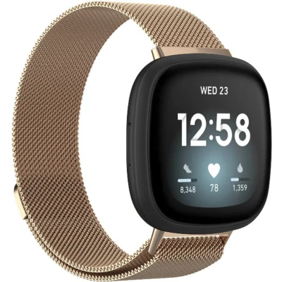 Afbeelding van iMoshion bandje Geschikt voor Fitbit Versa 4 / 3 Sense 2 Milanese Watch Rosé Goud