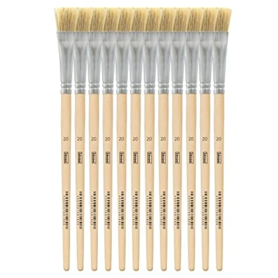 Afbeelding van Idena 90102 Set van 12 borstels, maat 20, met ongeverfd houten handvat, voor schoolkinderen en hobbykunstenaars