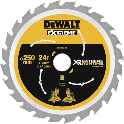 Afbeelding van DEWALT DT99571 QZ EXTREME Runtime cirkelzaagblad 250mm x 30mm 24T