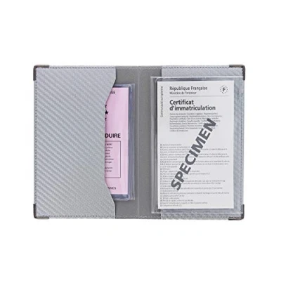 Afbeelding van Color Pop Voertuigpapierhouder, carbon look, kleur: grijs/zilverkleurig, incl. transparante beschermhoes voor grijskaart