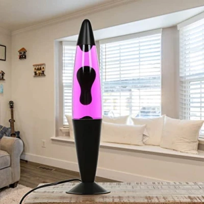 Afbeelding van Lavalamp, zwart, paars, roze, lavatafellamp, woonkamer, jeugdkamer, feestzaal, H:42 cm, G9, lampen inbegrepen, ontspannend, cadeau idee, retro lamp, JENNY