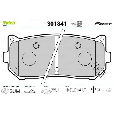 Afbeelding van VALEO 301841 Remblokkenset FIRST Achteras Incl. slijtage waarschuwingscontact Zonder anti kreukplaat KIA: CARENS 2, Cerato Saloon