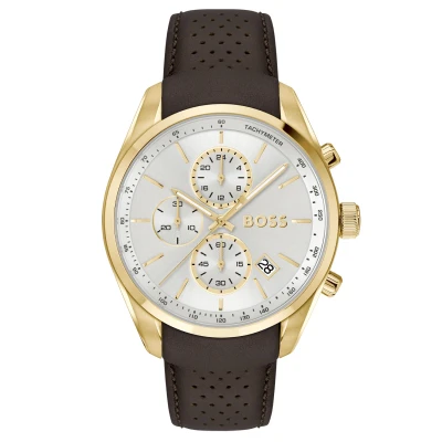 Afbeelding van BOSS Grand PRIX Chronograaf brown/goldcoloured, Heren, Maat: One Size, Brown/gold coloured