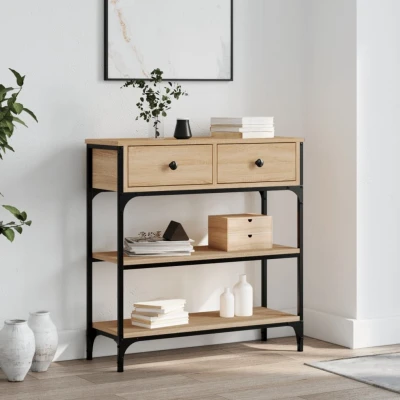 Afbeelding van Wandtafel 72,5x25x75 cm bewerkt hout sonoma eikenkleurig