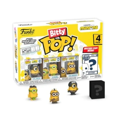 Afbeelding van Funko Bitty Pop! minions Eye, Matie, Cro Minion, Naturel en een mysterie minifiguur in verrassing 2,2 cm Despicable Me: verzamelbaar Stapelbaar rek inbegrepen Cadeau idee