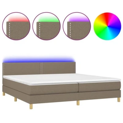 Afbeelding van vidaXL Boxspring met matras en LED stof taupe 200x200 cm
