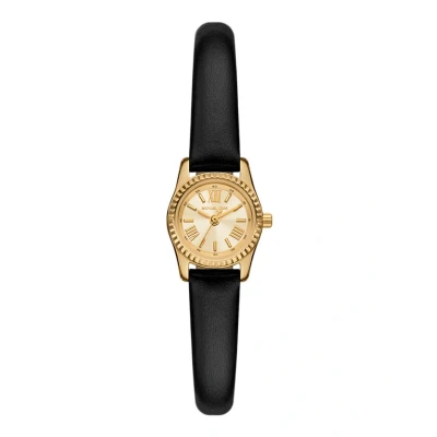 Afbeelding van Michael Kors Lexington Dameshorloge, 19 mm, kwartsuurwerk, drie wijzers, met roestvrijstalen of leren armband, Zwart en goud., Armband