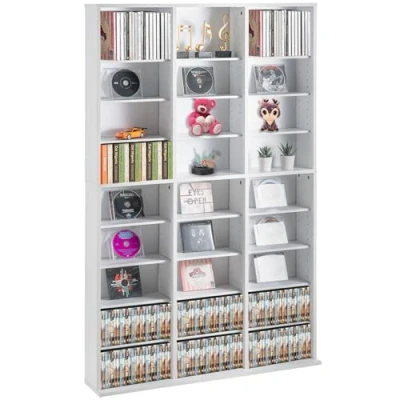 Image de VEVOR Armoire de rangement multimédia étagère réglable pour DVD 9 couches blanc