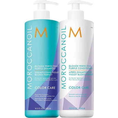 Afbeelding van Moroccanoil Blonde Perfecting Shampoo &amp; Conditioner 500ml