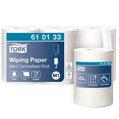Image de Tork Bobine de Papier d’Essuyage à Dévidage Central blanc M1, essuyage mains et surfaces, 3 x 120 m, 610133