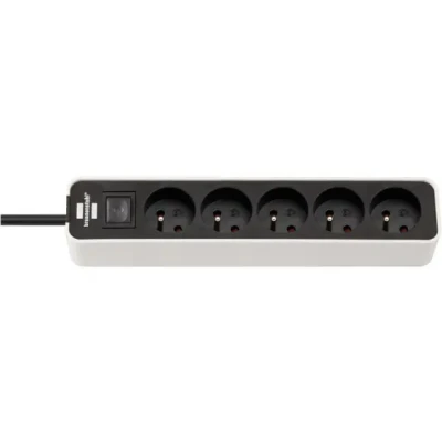 Afbeelding van Ecolor stekkerdoos 5 voudig wit/zwart 1,5m H05VV F 3G1,5 *FR/BE*