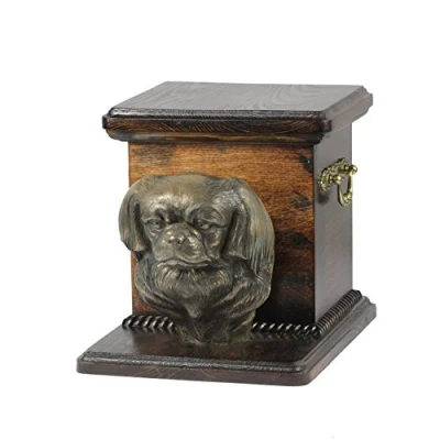 Afbeelding van Tibetaanse Spaniel urn hond met beeldje elegante voor hondenas