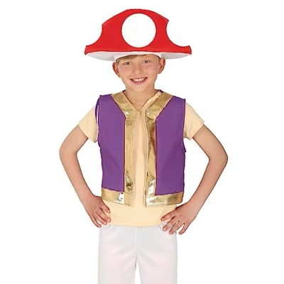 Afbeelding van Guirca Natuur Groente &amp; Fruit Kostuum Beste Vriendje Van Mario Toad Kind Rood 5 6 jaar Carnavalskleding Verkleedkleding