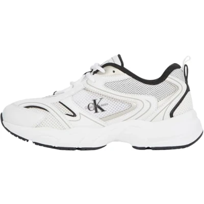 Afbeelding van Calvin Klein Jeans Retro Tennis Sneakers laag, Dames, Maat: 39, Bright white/black Imitatieleer/ textiel