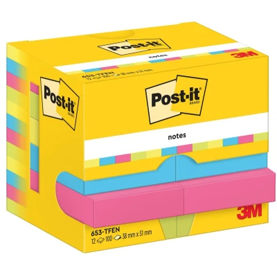 Afbeelding van Post it Notes Vitality, 100 Vel, Ft 38 X 51 Mm, Pak Van 12 Blokken Memoblok