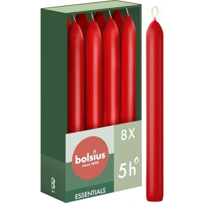 Afbeelding van Bolsius rood dinerkaarsen 170/20 set 8 stuks (6 uur) delicate red