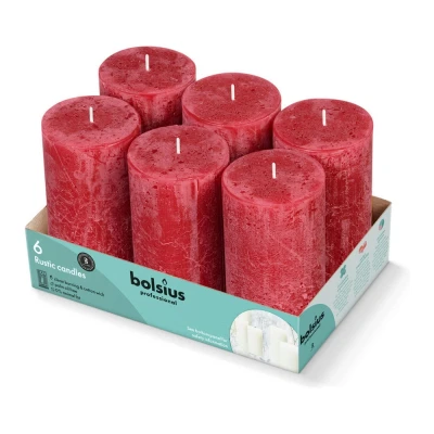 Afbeelding van Bolsius Stompkaars Red 6stuks