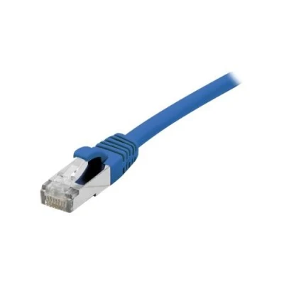 Image de deXlan Cordon de raccordement RJ 45 (M) pour 3 m SFTP CAT 6a sans halogène, moulé, crochet bleu