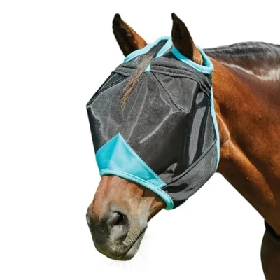 Afbeelding van Weatherbeeta Vliegenmasker Comfitec Deluxe Fine Mesh Zwart/Turquoise Pony